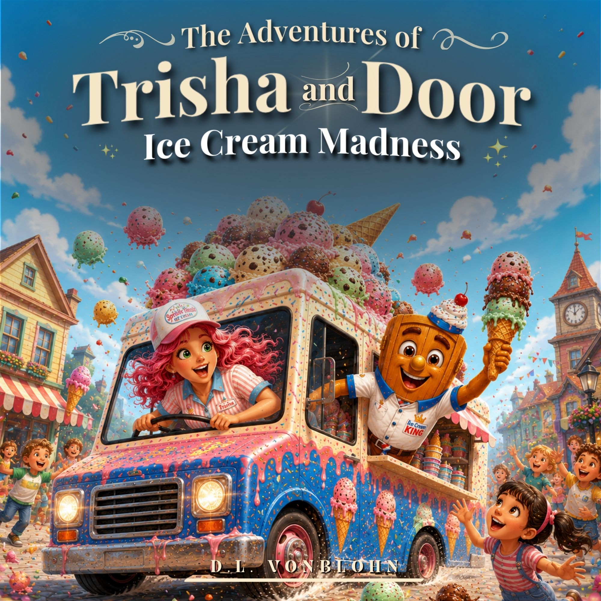 Cover of Ice Cream Madness featuring Door serving treats from a colorful ice cream truck.