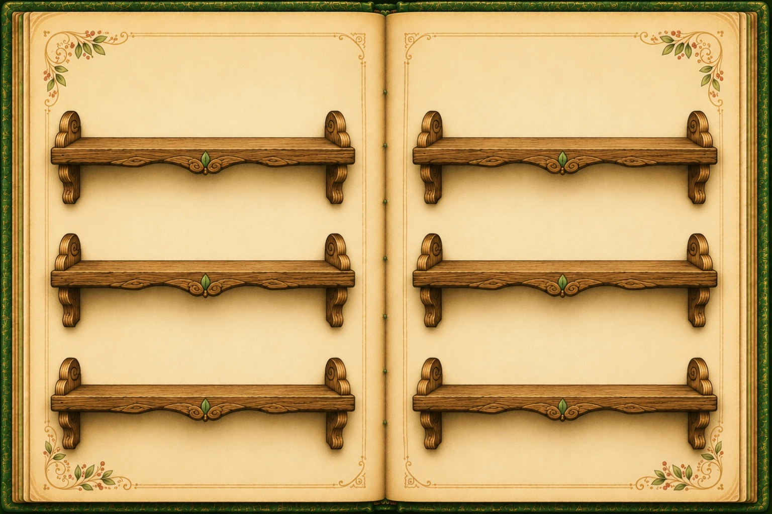 Painted wooden book shelves