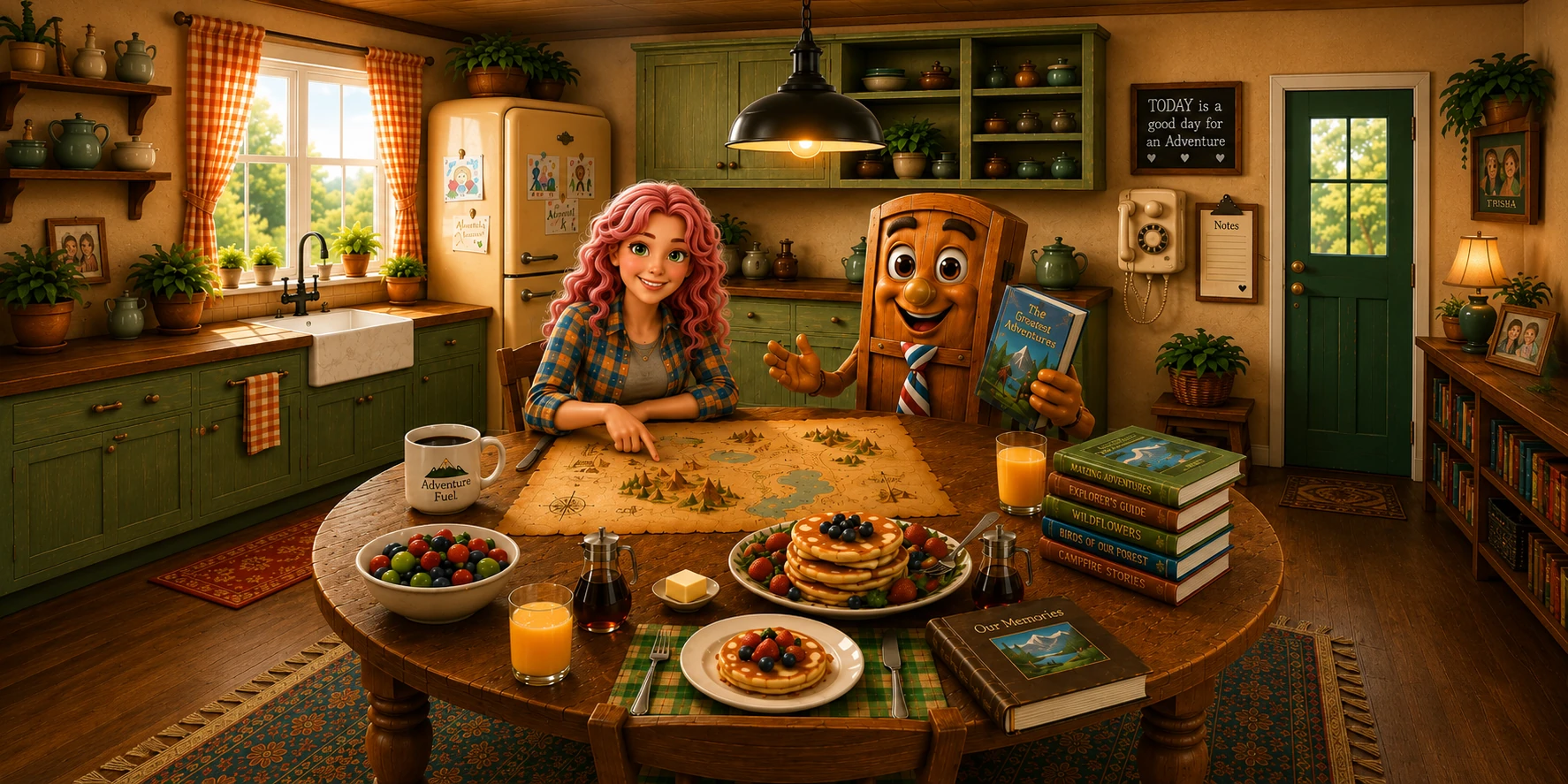 The Trisha & Door kitchen: a warm, colorful room where adventure begins at home.